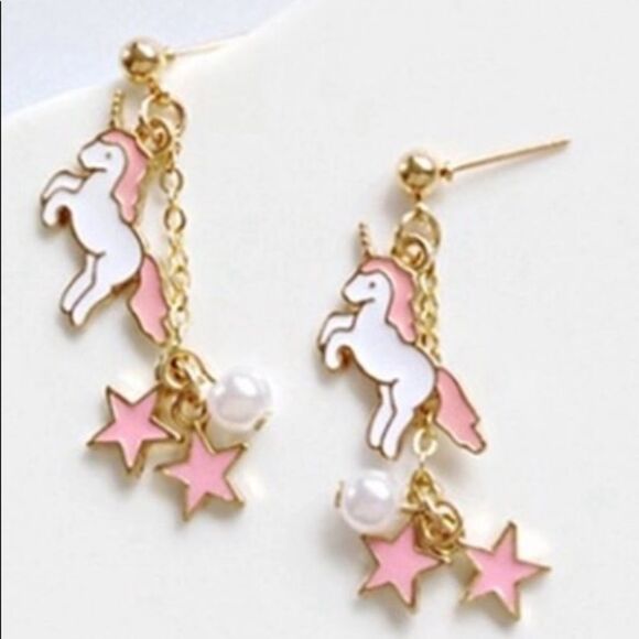 (i1)Pink Unicorn Earrings - Picture 2 of 3
